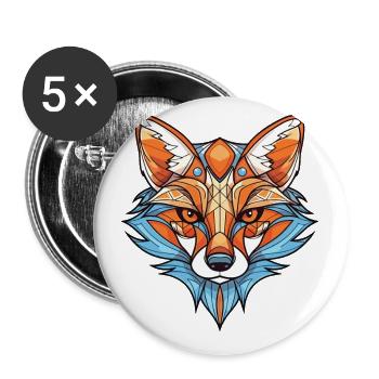 Fuchs bunte Aquarell-Tier-Haustier-Illustration - Buttons klein 25 mm (5er Pack) - Weiß - Vorne