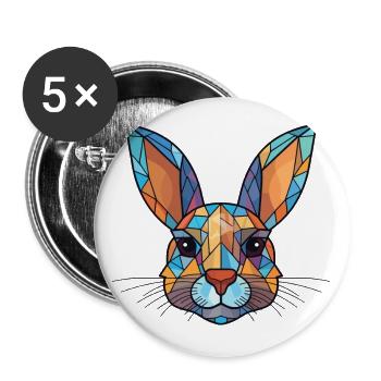 Rabbit Colorful Watercolor Animal Pet Illustration - Buttons small 1''/25 mm (5-pack) - white - Front