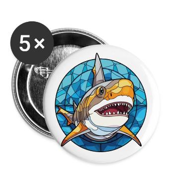 Hai buntes Aquarell Tier Haustier Illustration - Buttons klein 25 mm (5er Pack) - Weiß - Vorne