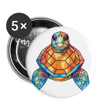 Schildkröte buntes Aquarell Tier Haustier Illustration - Buttons klein 25 mm (5er Pack) - Weiß - Vorne