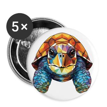 Schildkröte buntes Aquarell Tier Illustration - Buttons klein 25 mm (5er Pack) - Weiß - Vorne