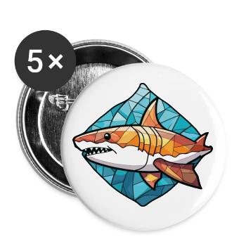Hai buntes Aquarell Tier Haustier Illustration - Buttons klein 25 mm (5er Pack) - Weiß - Vorne