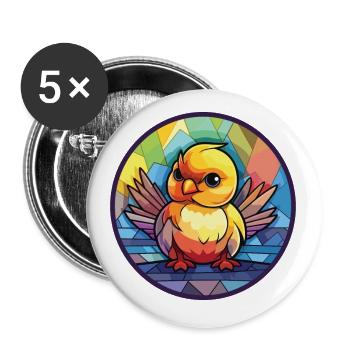 Chick Colorful Watercolor Animal Pet Illustration - Buttons small 1''/25 mm (5-pack) - white - Front