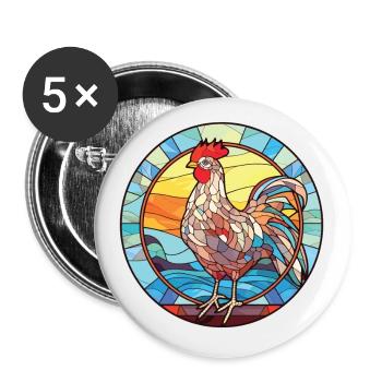 Chicken Colorful Watercolor Animal Illustration - Buttons small 1''/25 mm (5-pack) - white - Front