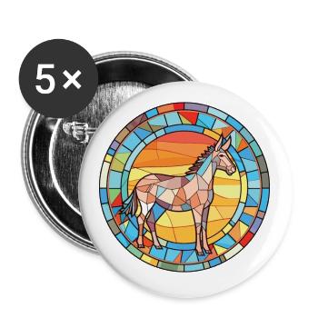 Donkey Colorful Watercolor Animal Pet Illustration - Buttons small 1''/25 mm (5-pack) - white - Front