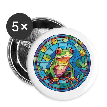 Bunte Aquarell-Tierhaustierillustration des Frosches - Buttons klein 25 mm (5er Pack) - Weiß - Vorne