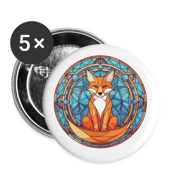 Fuchs bunte Aquarell-Tier-Haustier-Illustration - Buttons klein 25 mm (5er Pack) - Weiß - Vorne