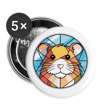 Hamster Colorful Watercolor Animal Illustration - Buttons small 1''/25 mm (5-pack) - white - Front