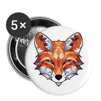 Fuchs buntes Aquarell Tier Haustier Illustration - Buttons klein 25 mm (5er Pack) - Weiß - Vorne