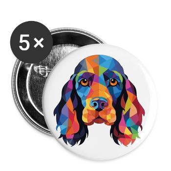 American Cocker Spaniel chien aquarelle colorée - Lot de 5 petits badges (25 mm) - blanc - Devant