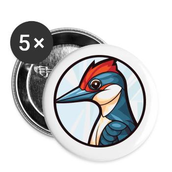 Illustration animale aquarelle colorée de pic - Lot de 5 petits badges (25 mm) - blanc - Devant