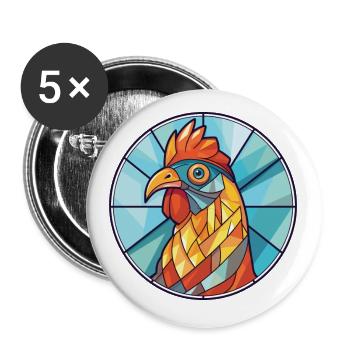 Chicken Colorful Watercolor Animal Illustration - Buttons small 1''/25 mm (5-pack) - white - Front
