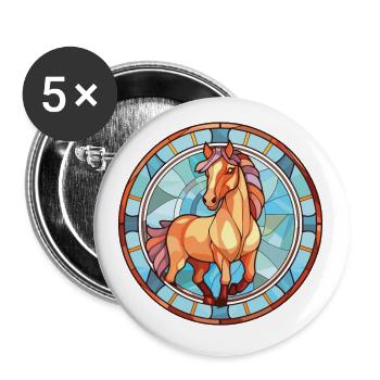 Poney Bébé Cheval Aquarelle Colorée Animal Cartoon - Lot de 5 petits badges (25 mm) - blanc - Devant