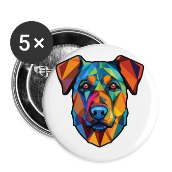 Illustration à l’aquarelle de race de chien de molosse aryen - Lot de 5 petits badges (25 mm) - blanc - Devant