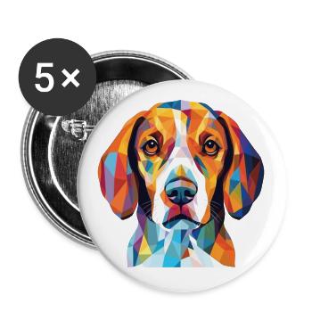 Beagle Harrier Dufthund Hunderasse Aquarell - Buttons klein 25 mm (5er Pack) - Weiß - Vorne