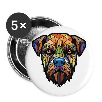 Border Terrier chien race aquarelle Illustration - Lot de 5 petits badges (25 mm) - blanc - Devant
