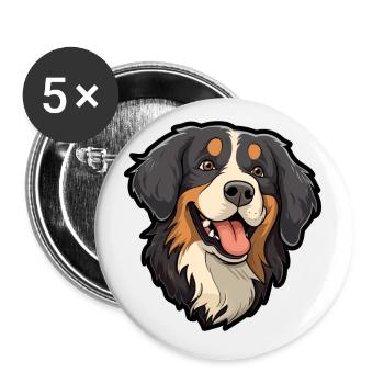 Bernese Mountain Dog Breed Cartoon Kawaii Illustra - Buttons small 1''/25 mm (5-pack) - white - Front