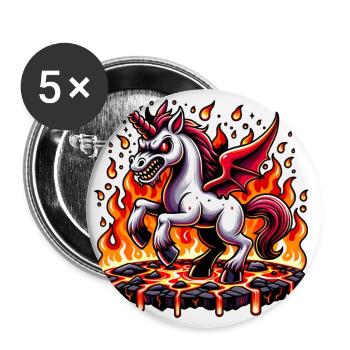 Evil Fire Unicorn - Buttons small 1''/25 mm (5-pack) - white - Front