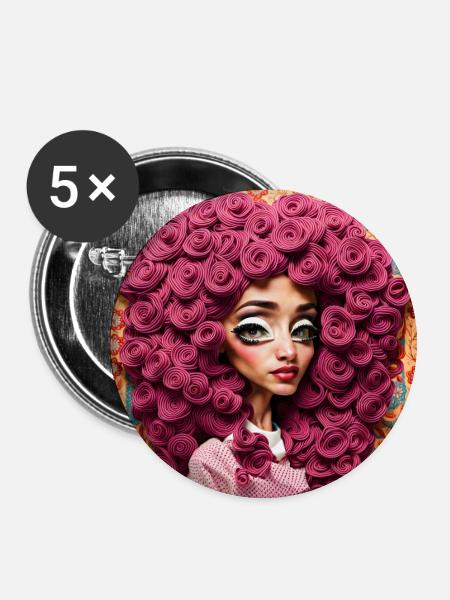 Frisur #4 - Buttons klein 25 mm (5er Pack) - Weiß