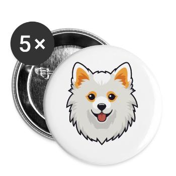 Deutsche Spitz Hunderasse Cartoon Kawaii Illustration - Buttons klein 25 mm (5er Pack) - Weiß - Vorne