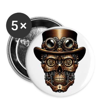 Steampunk Robot: Mechanical Face - Buttons small 1''/25 mm (5-pack) - white - Front
