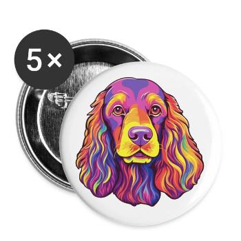 Boykin Épagneul Chien Race Cartoon Kawaii Illustrati - Lot de 5 petits badges (25 mm) - blanc - Devant