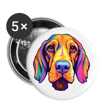 Estonien chien courant race chien dessin animé kawaii illustrati - Lot de 5 petits badges (25 mm) - blanc - Devant