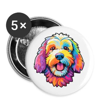 Labradoodle Hunderasse Cartoon Kawaii Illustration - Buttons klein 25 mm (5er Pack) - Weiß - Vorne