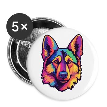 German Shepherd Dog Breed Cartoon Kawaii Illustrat - Buttons small 1''/25 mm (5-pack) - white - Front