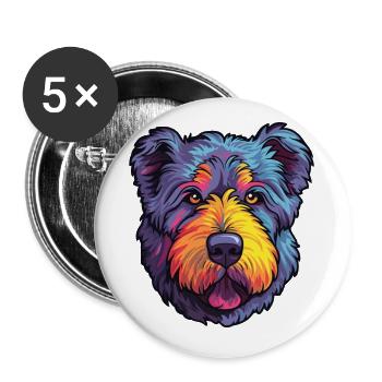 Bouvier Des Ardennes Race De Chien Cartoon Kawaii Illu - Lot de 5 petits badges (25 mm) - blanc - Devant