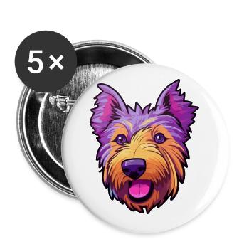 Berger Picard Hunderasse Cartoon Kawaii Illustratio - Buttons klein 25 mm (5er Pack) - Weiß - Vorne