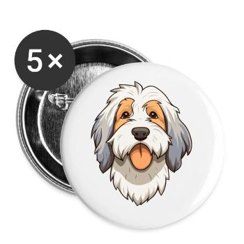 Picardie Schäferhund Hund Rasse Cartoon Kawaii Illustra - Buttons klein 25 mm (5er Pack) - Weiß - Vorne