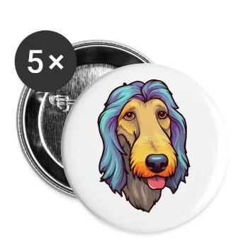 Lévrier écossais race de chien dessin animé Kawaii Illust - Lot de 5 petits badges (25 mm) - blanc - Devant