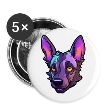 Holländischer Schäferhund Rasse Cartoon Kawaii Illustrati - Buttons klein 25 mm (5er Pack) - Weiß - Vorne