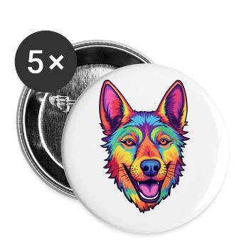 Czechoslovakian Vlcak Dog Breed Cartoon Kawaii Ill - Buttons small 1''/25 mm (5-pack) - white - Front