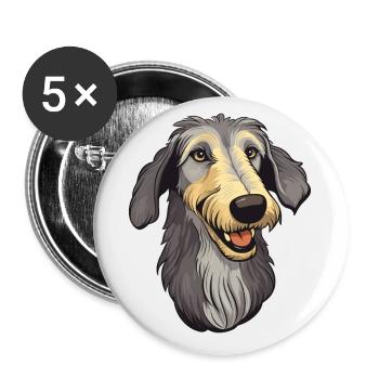 Lévrier écossais race de chien dessin animé Kawaii Illust - Lot de 5 petits badges (25 mm) - blanc - Devant