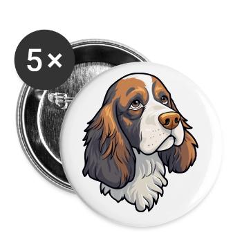 English Springer Spaniel Hunderasse Cartoon Kawaii - Buttons klein 25 mm (5er Pack) - Weiß - Vorne