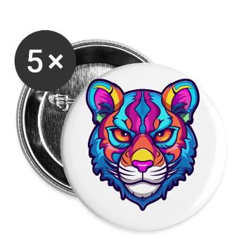 Tiger Katze Rasse Aquarell Karikatur Kawaii Haustier - Buttons klein 25 mm (5er Pack) - Weiß - Vorne