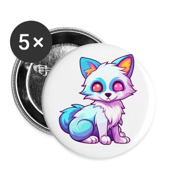Arktisfuchs Bunte Aquarell-Karikatur Kawaii Anim - Buttons klein 25 mm (5er Pack) - Weiß - Vorne