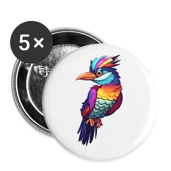 Pic Aquarelle Colorée Dessin Animé Kawaii Anim - Lot de 5 petits badges (25 mm) - blanc - Devant