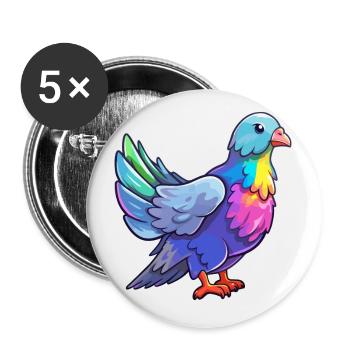 Taube buntes Aquarell Cartoon Kawaii Tier - Buttons klein 25 mm (5er Pack) - Weiß - Vorne