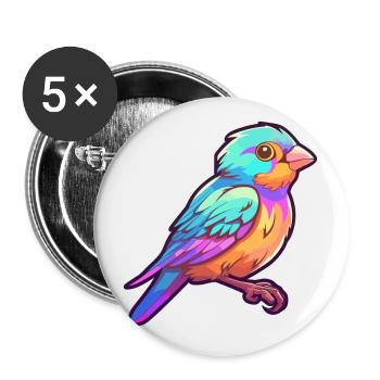 Sparrow Colorful Watercolor Cartoon Kawaii Animal - Buttons small 1''/25 mm (5-pack) - white - Front