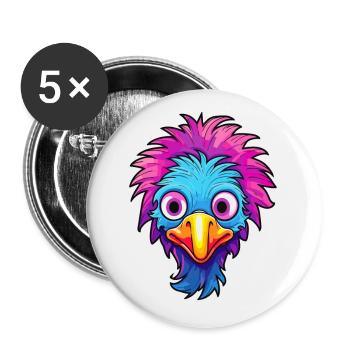 Emu Buntes Aquarell Cartoon Kawaii Tier - Buttons klein 25 mm (5er Pack) - Weiß - Vorne