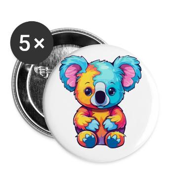 Koala Buntes Aquarell Cartoon Kawaii Tier - Buttons klein 25 mm (5er Pack) - Weiß - Vorne