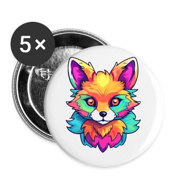 Fuchs Buntes Aquarell Cartoon Kawaii Tier - Buttons klein 25 mm (5er Pack) - Weiß - Vorne