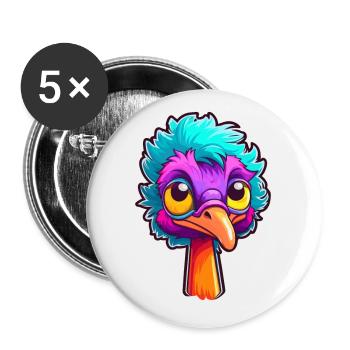 Emu Buntes Aquarell Cartoon Kawaii Tier - Buttons klein 25 mm (5er Pack) - Weiß - Vorne