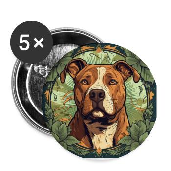 Chien American Pitbull Terrier - Lot de 5 petits badges (25 mm) - blanc - Devant