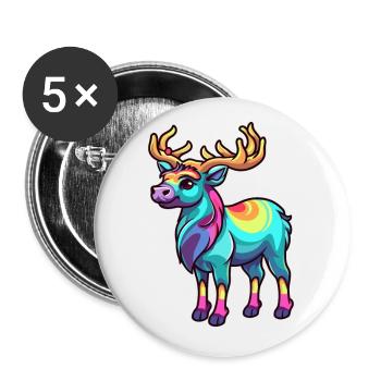 Caribou Colorful Watercolor Cartoon Kawaii Animal - Buttons small 1''/25 mm (5-pack) - white - Front