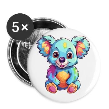 Koala Buntes Aquarell Cartoon Kawaii Tier - Buttons klein 25 mm (5er Pack) - Weiß - Vorne