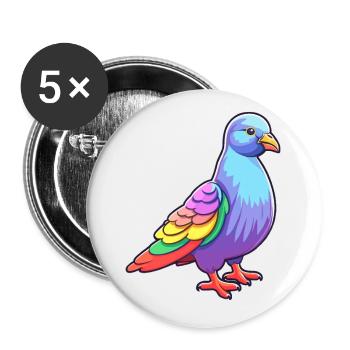 Taube buntes Aquarell Cartoon Kawaii Tier - Buttons klein 25 mm (5er Pack) - Weiß - Vorne
